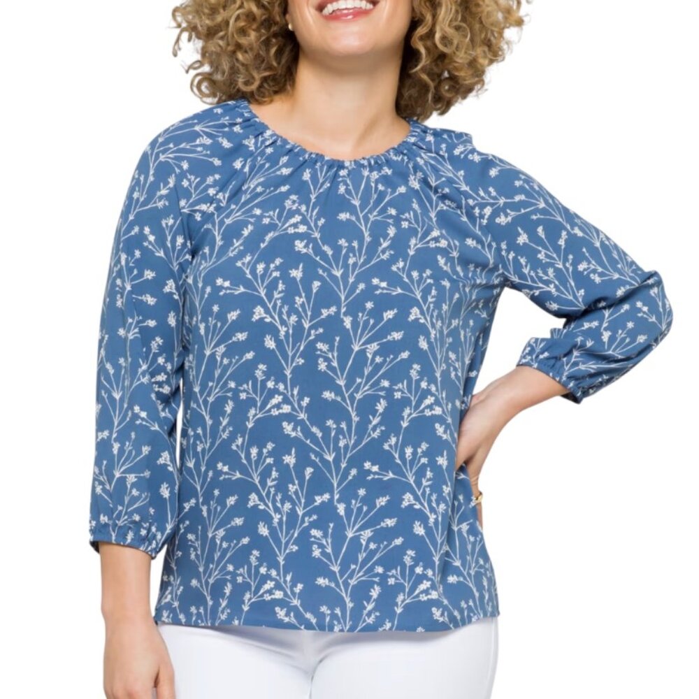 41 Hawthorn Vivian 3/4 Sleeve Blouse | Blue | Medium | EUC